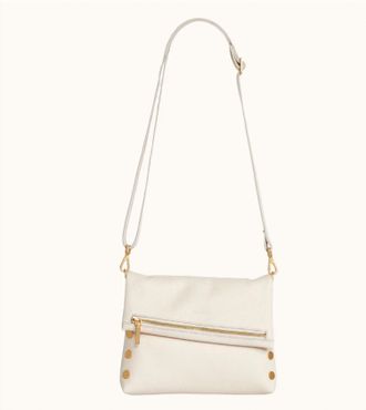 Hammitt Womens Leather Clutch Vip Medium Crossbody Bag In Calla Lily White/brushed Gold