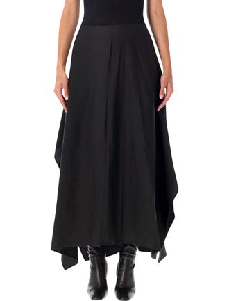 STUDIO NICHOLSON Asymmetrical Draped Black Skirt With Fitted Waist