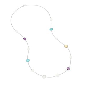 Dower & Hall Long Candy Gemstone & Baroque Pearl Necklace