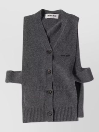 Miu Miu knitwear top sleeveless ribbed hem pockets