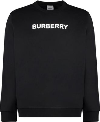 Burberry Sweatshirts, male, Black, Size: XL Cotton Crew-Neck Sweatshirt