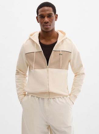Lacoste Mens Beige stripe zipped hoodie