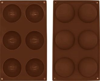 OEM Juego De Dos Moldes De Silicona Para Chocolate, 6 Cavidades, Moldes Semicirculares Para Hornear Dulces, Cupcakes Y Pudines