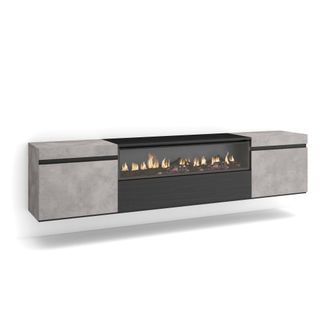 Skraut Home Skraut Home - Mueble Tv, Televisi&oacute;n, Muebles De Sal&oacute;n, Almacenaje, 200x45x35cm, Para Tv Hasta 80, Chimenea El&eacute;ctrica, Colgado, Suspendido, Estilo Mode