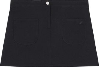 Courrèges logo-appliqué twill mini skirt - women - Polyester/Acetate - 40 - Black