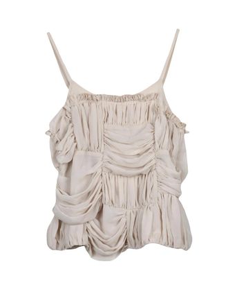 Comme Des Gar&ccedil;ons Beige Polyester Ruched Sleeveless Top