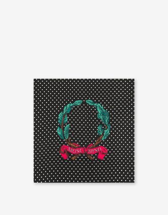 Moschino Laurel Crown silk scarf - Black