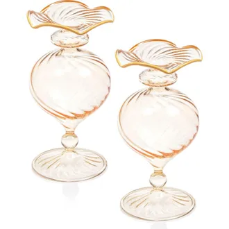 Zodax Treviso Optic Wave Set of 2 Vases in Peach/Light Yellow at Nordstrom Rack