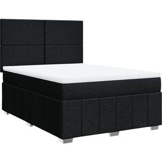 vidaXL Cama Box Spring Con Colch&oacute;n Tela Negro 140x190 Cm Vidaxl
