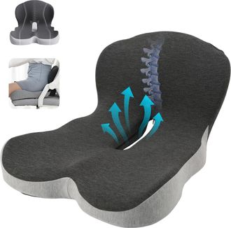OEM Coj&iacute;n Lumbar Para Silla, Coj&iacute;n Ortop&eacute;dico Con Respaldo, Ergon&oacute;mico, Apto Para Sillas De Oficina Y Asientos De Coche, Espuma Viscoel&aacute;stica