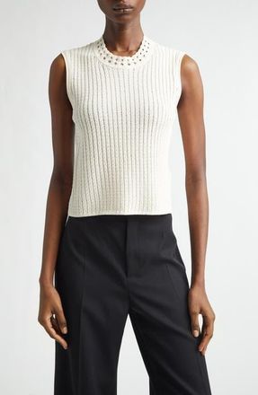 Jason Wu Cable Stitch Sweater Vest in Plaster at Nordstrom, Size X-Large