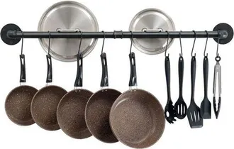 OEM Riel De Cocina Industrial, Estante Colgante De Pared De 100 Cm Para Ollas, 14 Ganchos Para Utensilios, Soporte De Ollas De Acero Inoxidable