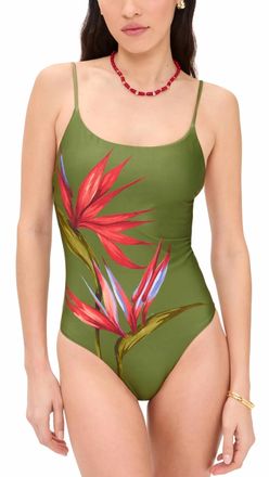 Farm Rio Strilitzia One Piece Swimsuit In Dark Green