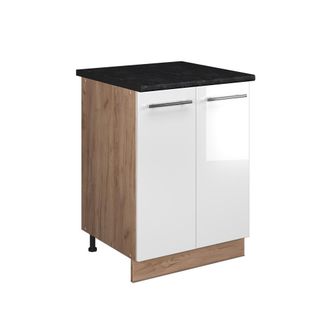 Vicco Mueble Bajo Para Fregadero Fame-line, Blanco Alto Brillo/roble Dorado, 60 Cm, Vicco
