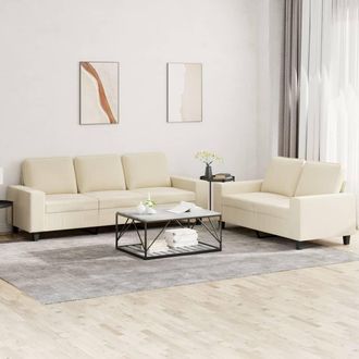 vidaXL Vidaxl - Juego De Sof&aacute;s 2 Piezas Tela Color Crema