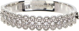 Marchesa Pave Crystal Filigree Bangle Bracelet in Silver/crystal at Nordstrom