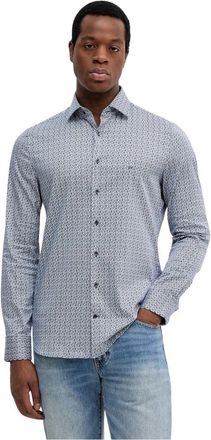 Michael Kors Shirt - Heren - Casual Overhemden - Blauw - XL - Katoen - Overhemden