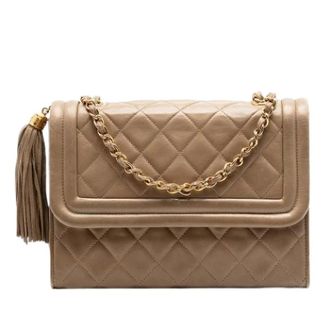 Chanel Pre-owned Shoulder Bags, female, Beige, Size: ONE SIZE Pre-owned Quilted Vintage Crossbody Bag