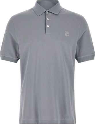 Brunello Cucinelli Blue Logo Embroidery Polo