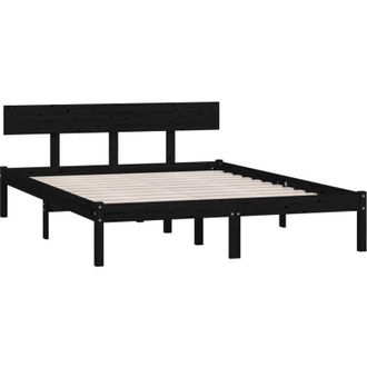 vidaXL Vidaxl - Estructura de cama sin colchón madera maciza negro 160x200 cm