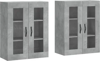 vidaXL Vidaxl - Armadietti A Parete 2 Pz Grigio Cemento In Legno Multistrato