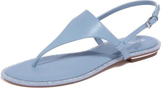 Michael Kors Swarovski Leren Teenslipper - Dames - Sandalen - Blauw - 36 EU - Schoenen