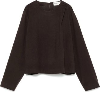 Officine G&eacute;n&eacute;rale Donkere Koffie Zachte Italiaanse Top - Dames - Longsleeves - Bruin - XS - Wol - Tops