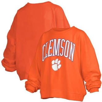 Pressbox Womens Pressbox Orange Clemson Tigers Janise Arch Over Logo Waist Length Oversized Pullover Sweatshirt at Nordstrom, Size Xx-Large