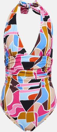 Rebecca Vallance Le Reve printed halterneck swimsuit