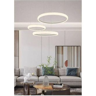 Trade Shop Trade Shop Traesio - Trade Shop - Lampadario Led 60w A Sospensione 3 Anelli Cristalli Luce 3000k 6500k 4000k Lp-39b