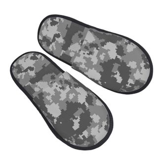 Generic Gray Camo Pattern Unisex Slippers Warm House Shoes Fluffy Shoes For Indoor Outdoor Bedroom L