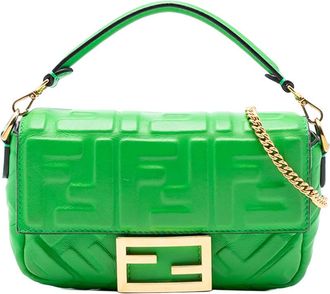 Fendi Pre-owned Fendi Mini Zucca Embossed Leather Baguette Satchel 8BS017 A72V 208A.8007