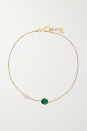 Mateo Bijoux Bracciale In Oro 14 Carati Con Malachite E Diamante - Verde