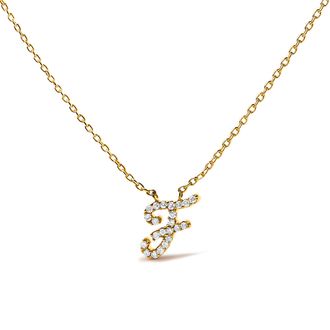 House of Brilliance 14K Yellow Gold Diamond Accent K Initial Script Style Pendant Necklace