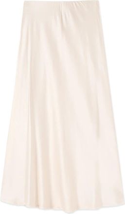 Oltre Viscose Satijnen Rok - Dames - Midirokken - Wit - M - Satijn - Rokken