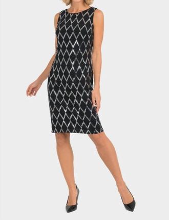 Joseph Ribkoff Sparkle Dress In Black/silver