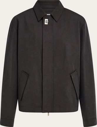 Ferragamo Men Washed canvas blouson Blue