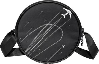 Generic Circle Crossbody Bag for Women, Airplane Small Sling Bag Daypack with Zipper Adjustable Shoulder Straps Casual Ladies Girls Round Purse