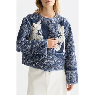 Scotch & Soda Reversible Quilted Jacket in Horse Bandana Dress Blues at Nordstrom, Size X-Large