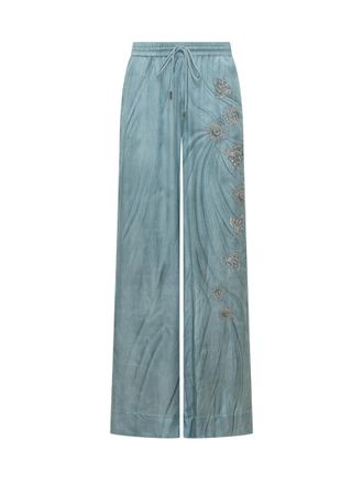 Pinko Blue Embroidered Relaxed Drawstring Pants