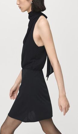 Mango Tie Neck Minidress in Black at Nordstrom, Size 2