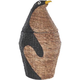 Beliani Cesta De Jacinto De Agua Natural Beige Negro 68 Cm Ping&uuml;ino Infantil Hadzabe