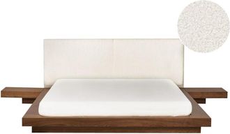 Beliani Beliani - Letto stile Giapponese moderno 160 x 200 cm Comodini Laterali Marrone Testiera Boucle Zen
