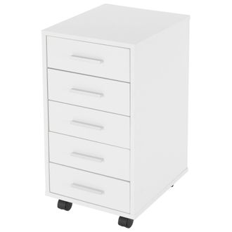 ML Design Ml-design - Archivador Para Oficina Con 5 Cajones 33x38x63,5 Cm Blanco C&oacute;moda Hecha De Madera Revestida De Resina De Melamina Mueble M&oacute;vil Gabinete Mo