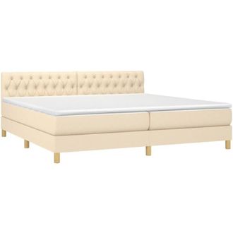 vidaXL Vidaxl - Cama Box Spring Con Colch&oacute;n Y Led Tela Crema 200x200 Cm