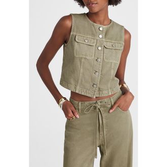 Madewell Crop Denim Vest in Sagebrush at Nordstrom Rack, Size Large