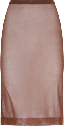 Saint Laurent Sheer Silk Knitted Pencil Skirt