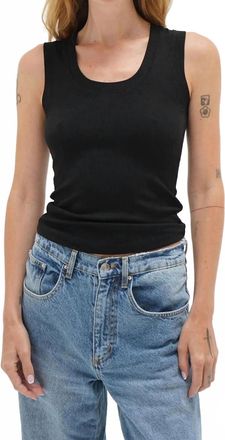 LnA Deep U Ribbed Tank Top In Black