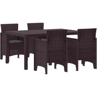 vidaXL Conjunto De Comedor De Jard&iacute;n 5 Pcs Marr&oacute;n Ratan Polt Vidaxl
