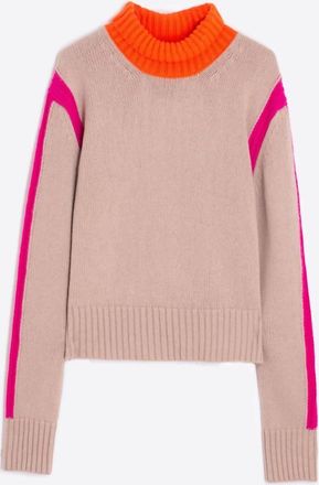 Vilagallo Womens Knitwear Jersey Jumper In Beige Rosa Neon